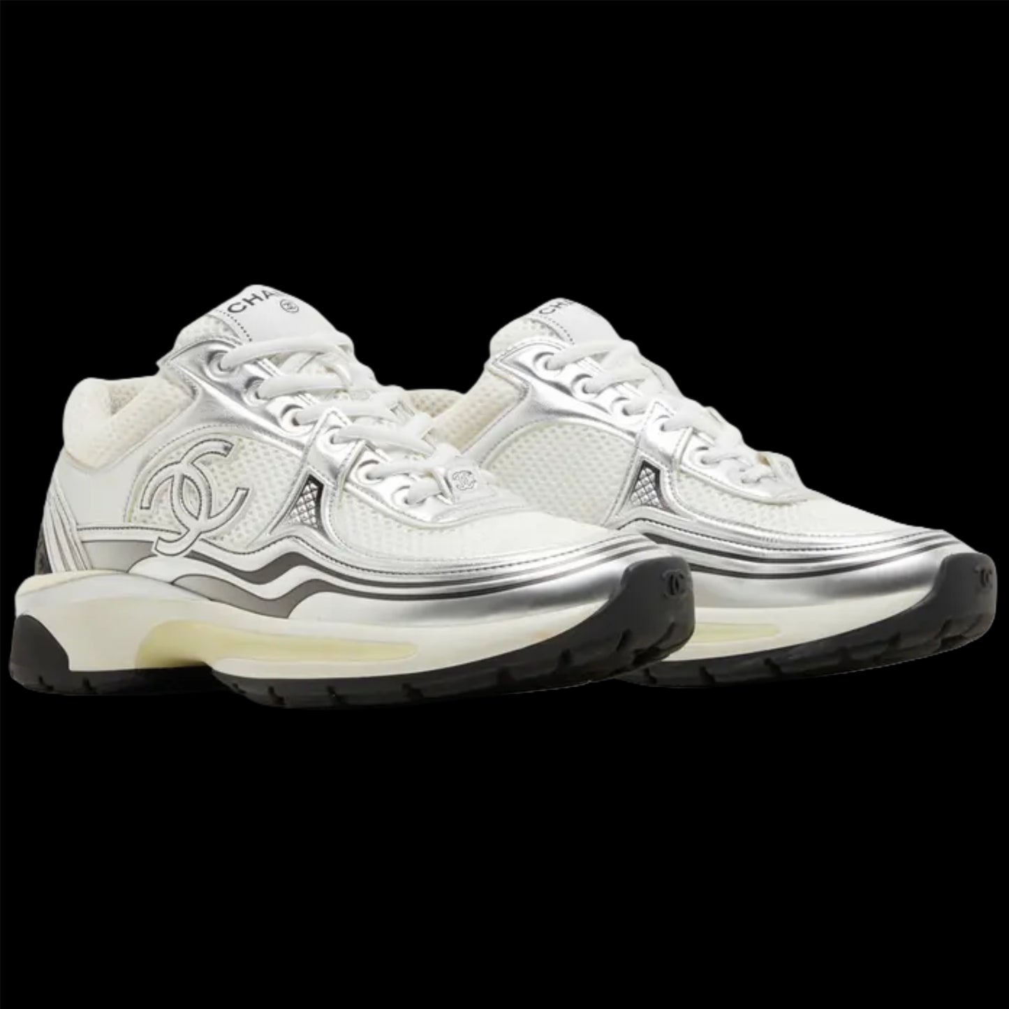 Chanel Wmns CC Logo Sneaker 'White Silver'